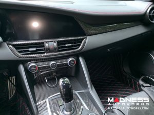 Alfa Romeo Giulia Center Console Trim Set - Carbon Fiber - Two Piece Kit - Pre '20 - Feroce Carbon